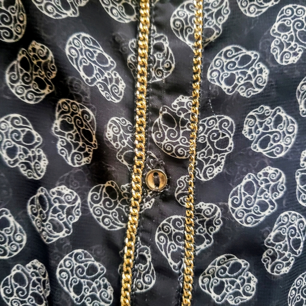 SOLD - Zara Sheer Skull Blouse Shirt Women’s Size L Halloween - Picture 3 of 6